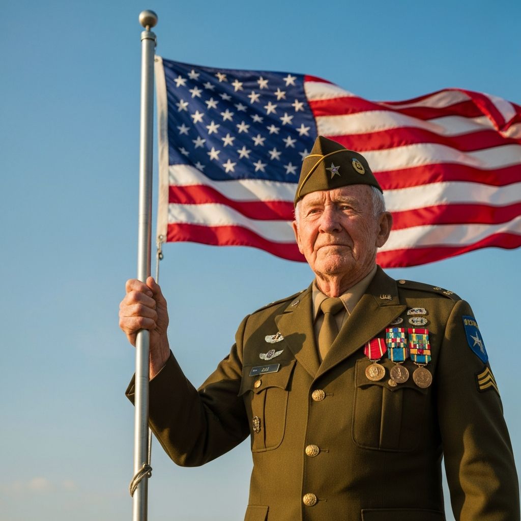 Veteran with American flag